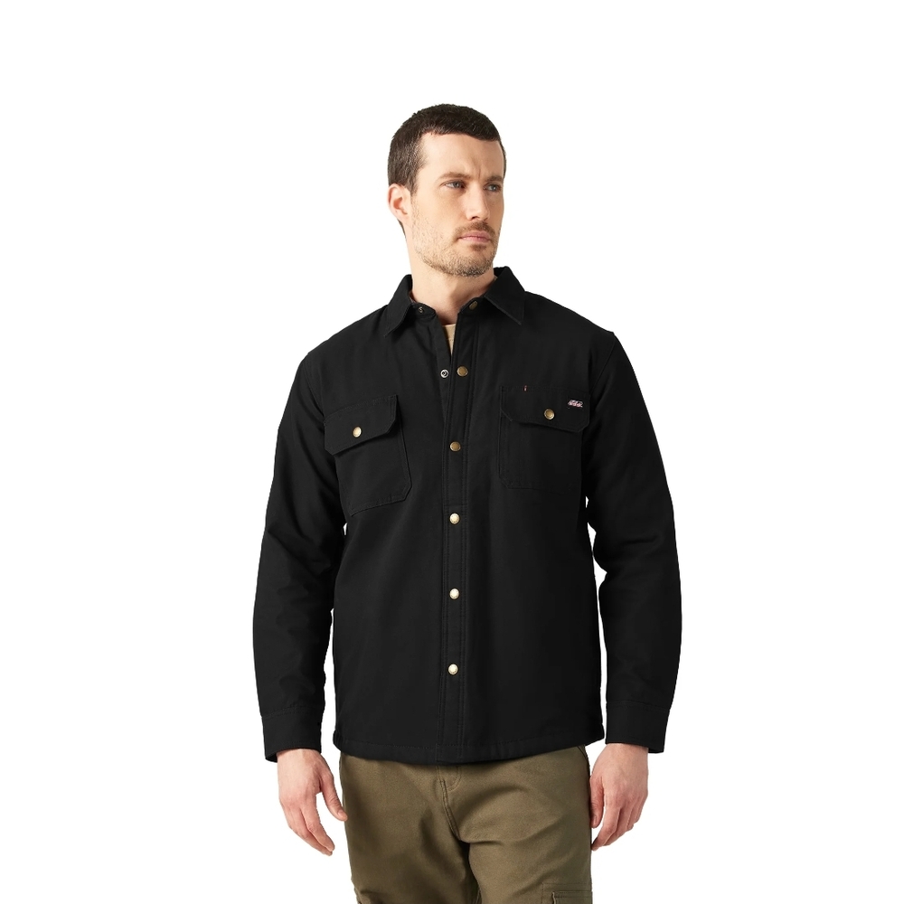 Mens Genuine Dickies Canvas Quilted Shirt Jacket Black